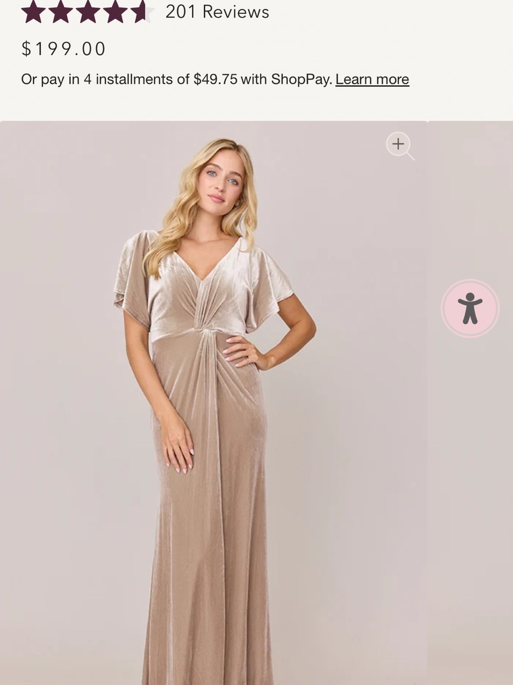 Revelry Gwen Champagne Velvet V-Neck Maxi Dress